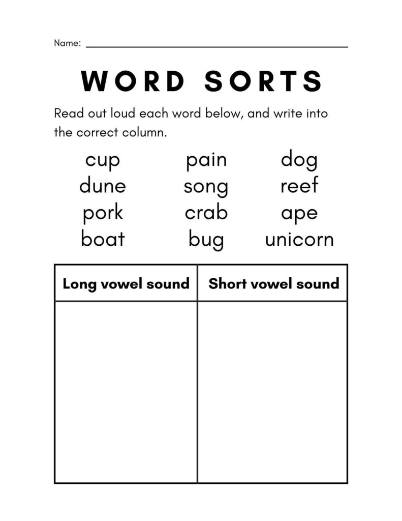 learning vowels worksheet 