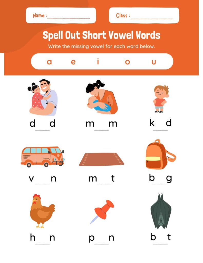 learning vowels worksheet 