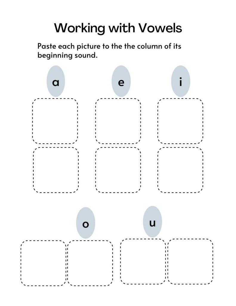 learning vowels worksheet 