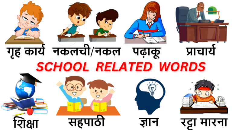 School related Word Meaning in English & Hindi